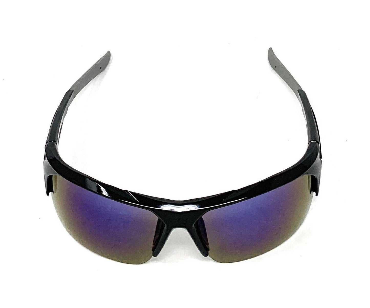 Polarized Half Frame Sunglasses Sports Warrior Style Driving Motorcycle Fishing-Black / Blue White (frame)-