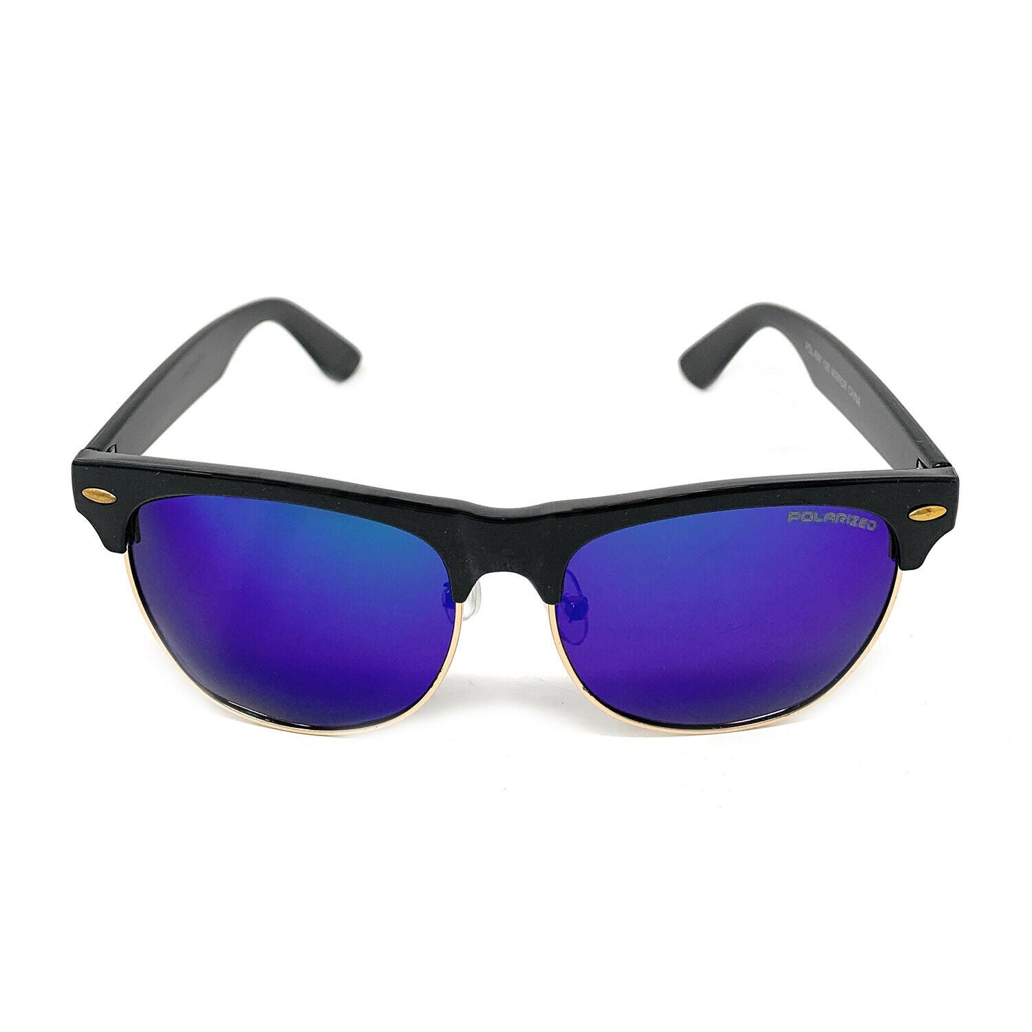 Polarized Sunglasses Club Style Mirror Lens Driving Mens Womens With Pouch-Gold Mirror/Black-