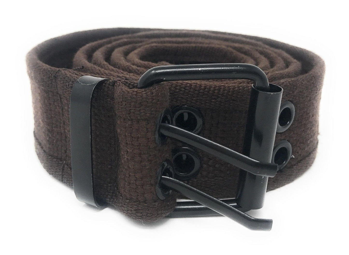 Casaba Canvas Belts Double Row 2 Holes Grommet Fabric Military Mens Women Unisex-Black-Small (30"- 32")-