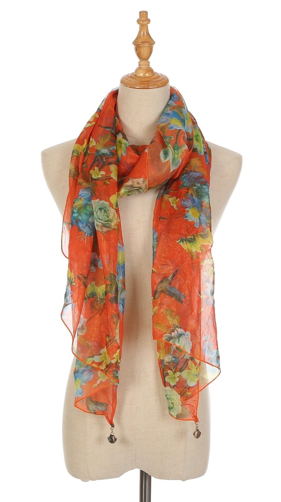 Casaba Womens Floral Birds Sheer Scarves Scarf Convertible Poncho Top Light Wrap-Purple-