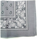 Bandanas 100% Cotton Double-Sided Printed Paisley Cloth Scarf Wrap Face Mask Cover-Gray-