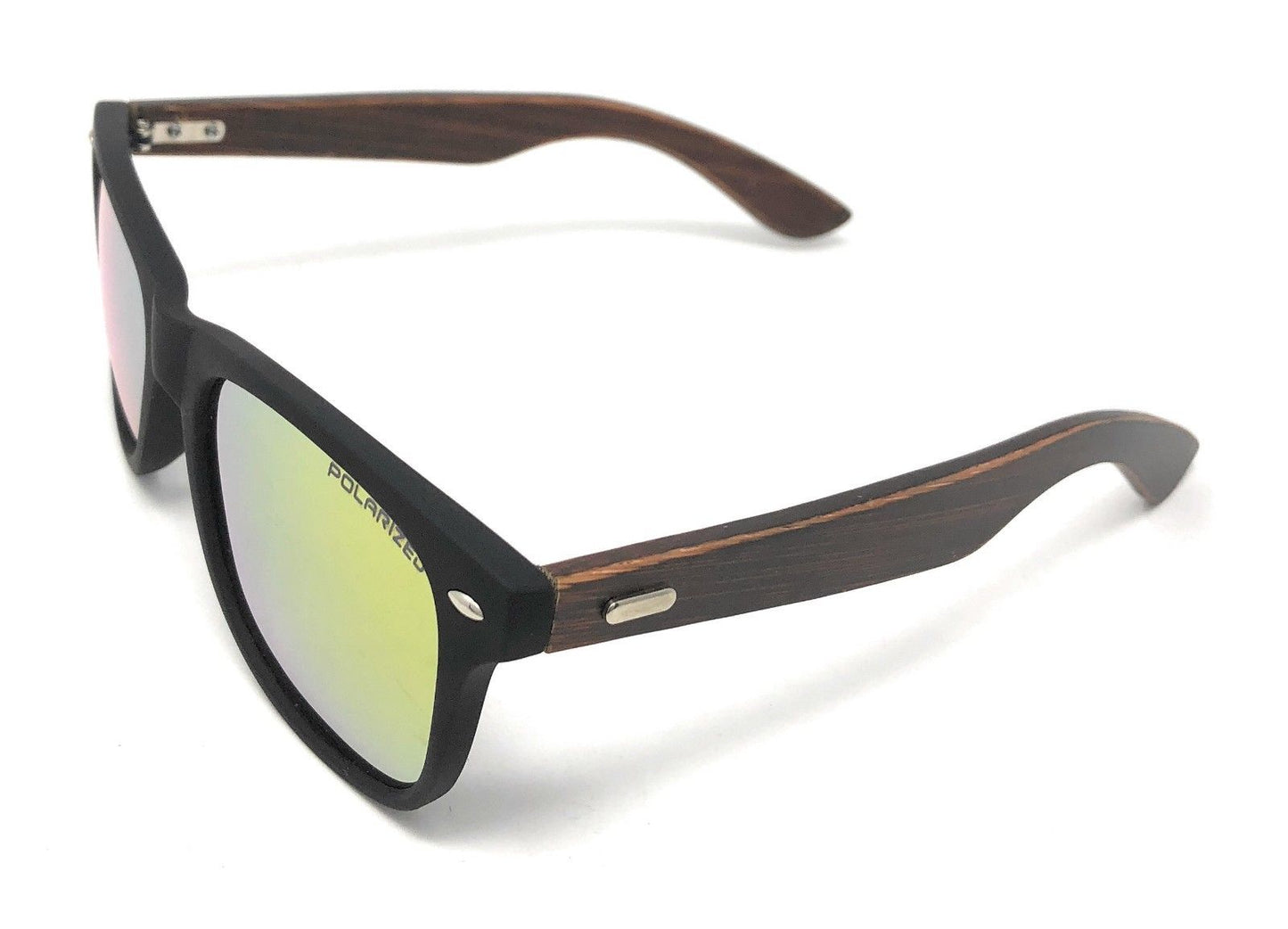 Classic Polarized Sunglasses Club Aviator Bamboo Sports Mirror Men's Women's-Black (lens) Black (frame)-