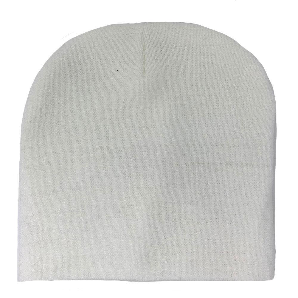 Warm Winter Hat Beanies Long Cuffed Short Uncuffed Solid Colors Camouflage Camo-Black- Uncuffed-