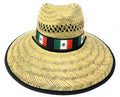 Stylish Straw Hats Caps Lifeguard Sombrero Postal Sun Beach Wide Brim Unisex-Mexico Flag - Black band-