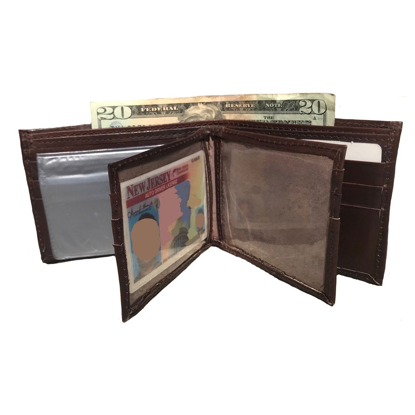 Casaba Genuine Leather Bifold Wallets Cash Slots ID Coin Key Pocket Mens Womens-Black (Double ID)-