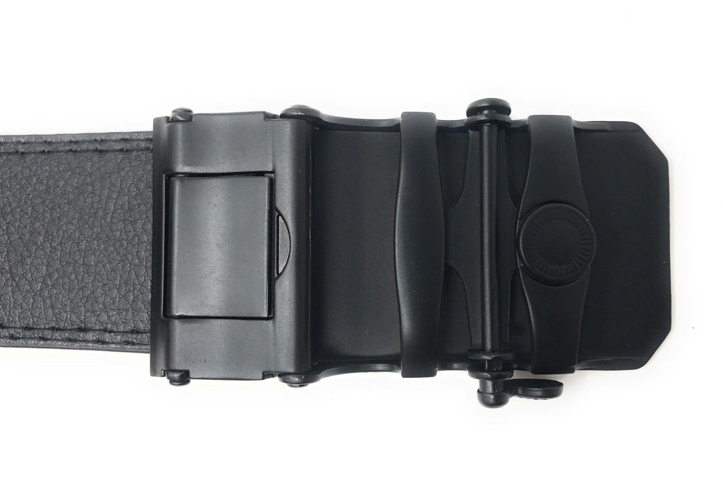 Leather Mens Ratchet Belt Sliding Adjustable Automatic Buckle Cut to Size-Black Diamond-