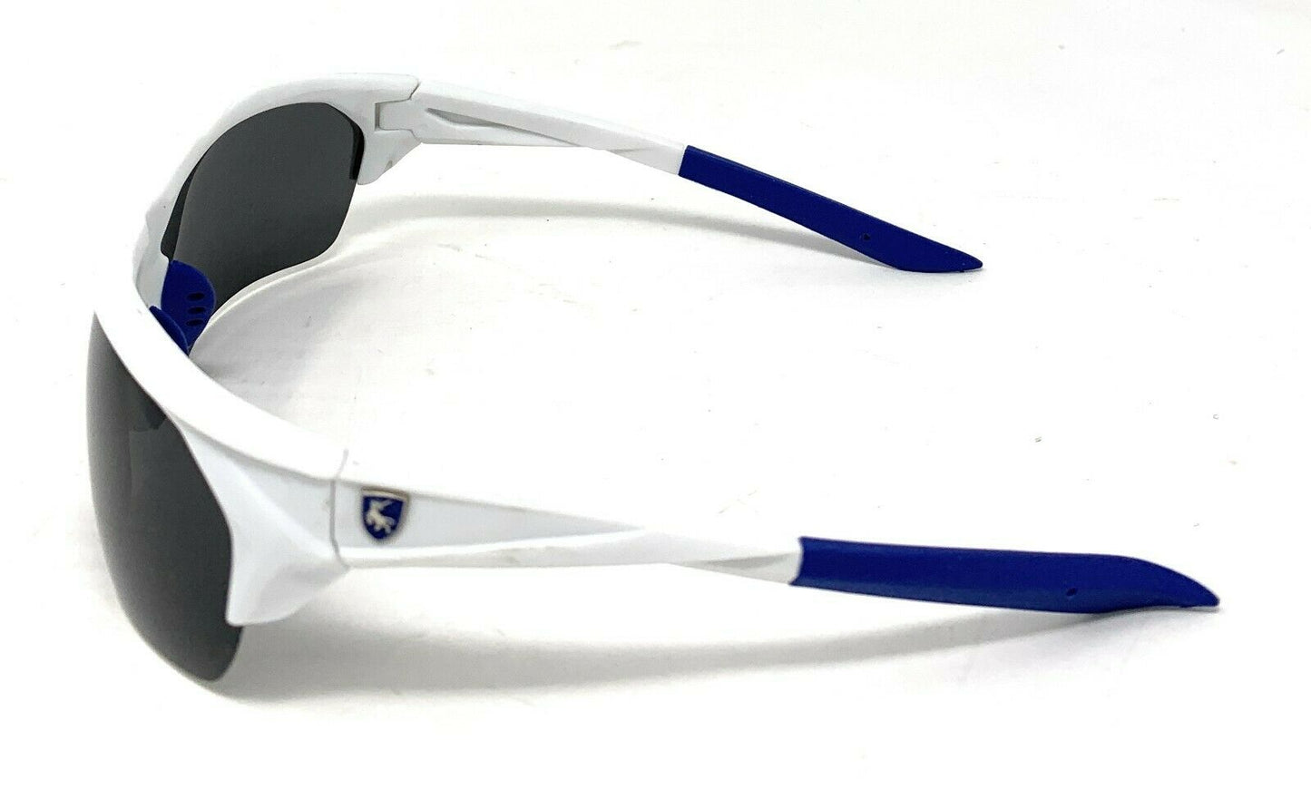 Polarized Half Frame Sunglasses Sports Warrior Style Driving Motorcycle Fishing-Black / Blue White (frame)-