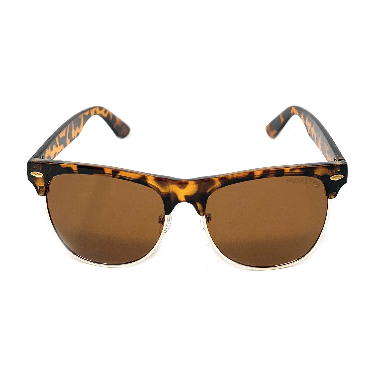 Polarized Sunglasses Club Style Mirror Lens Driving Mens Womens With Pouch-Gold Mirror/Black-