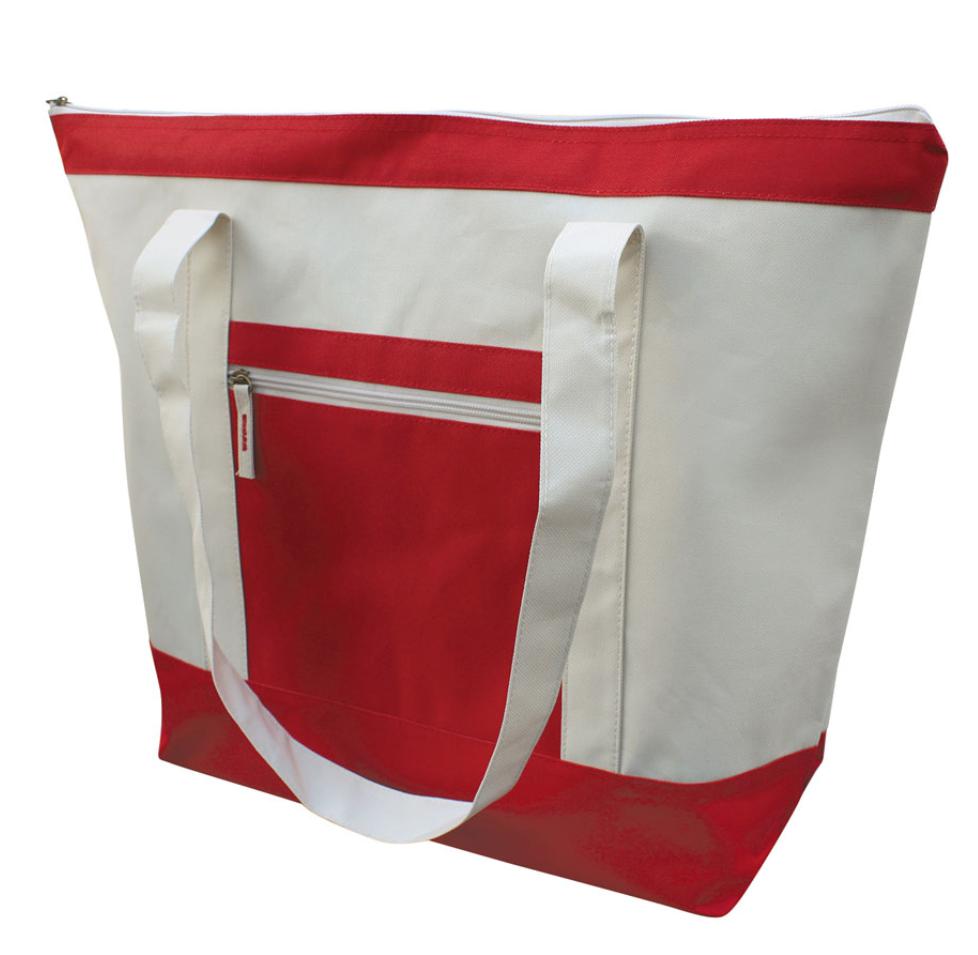 Large Reusable Grocery Shopping Tote Bags With Wide Gusset Travel Zippered 20inch-Black/Beige-
