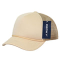 Decky Solid Two Tone 5 Panel Kids Foam Trucker Hats Caps Unisex-Khaki-