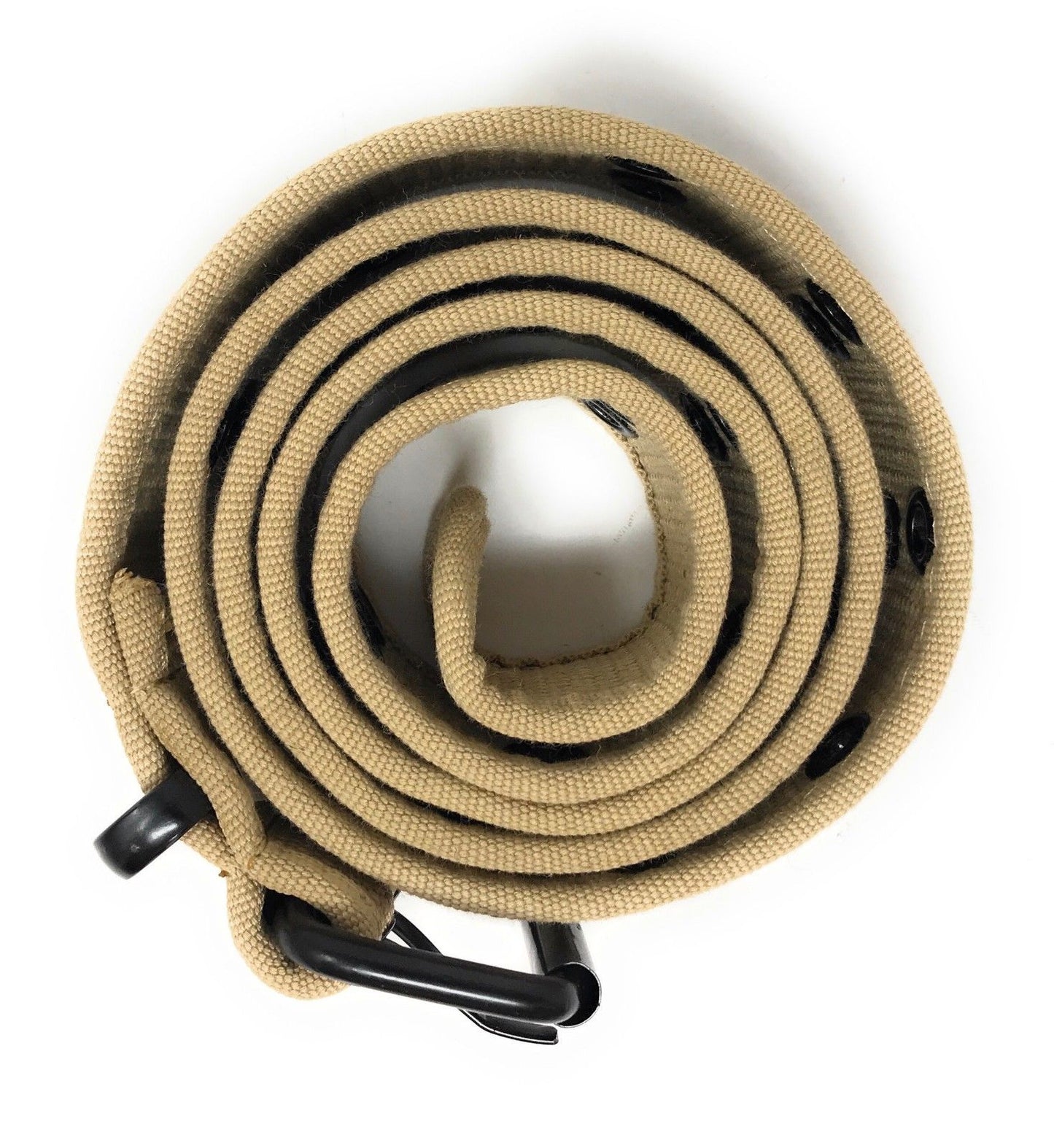 Casaba Canvas Belts Double Row 2 Holes Grommet Fabric Military Mens Women Unisex-Black-Small (30"- 32")-