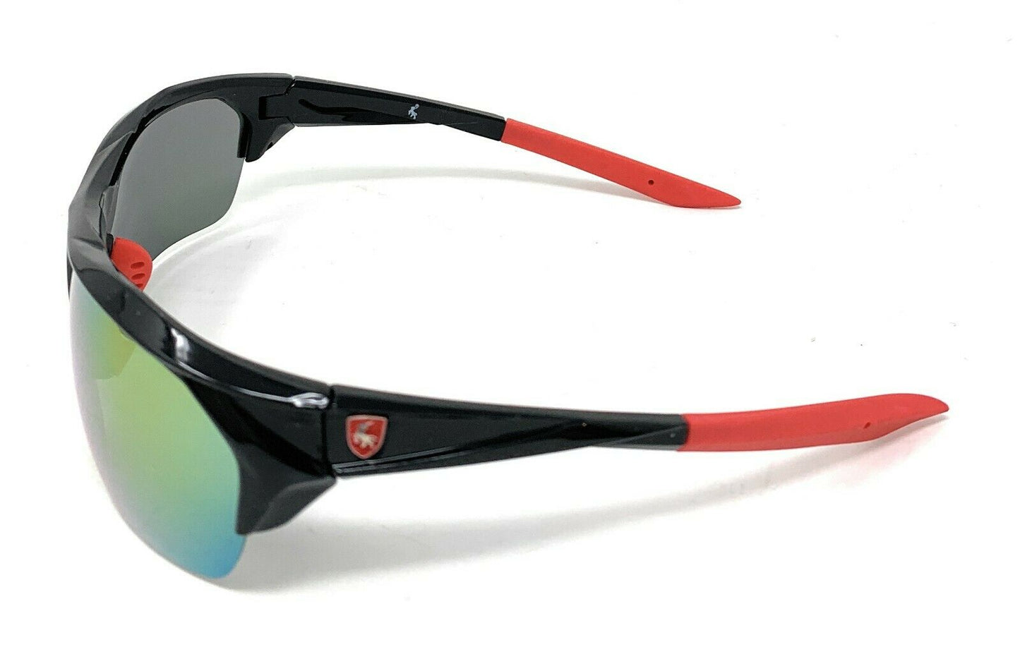 Polarized Half Frame Sunglasses Sports Warrior Style Driving Motorcycle Fishing-Black / Blue White (frame)-