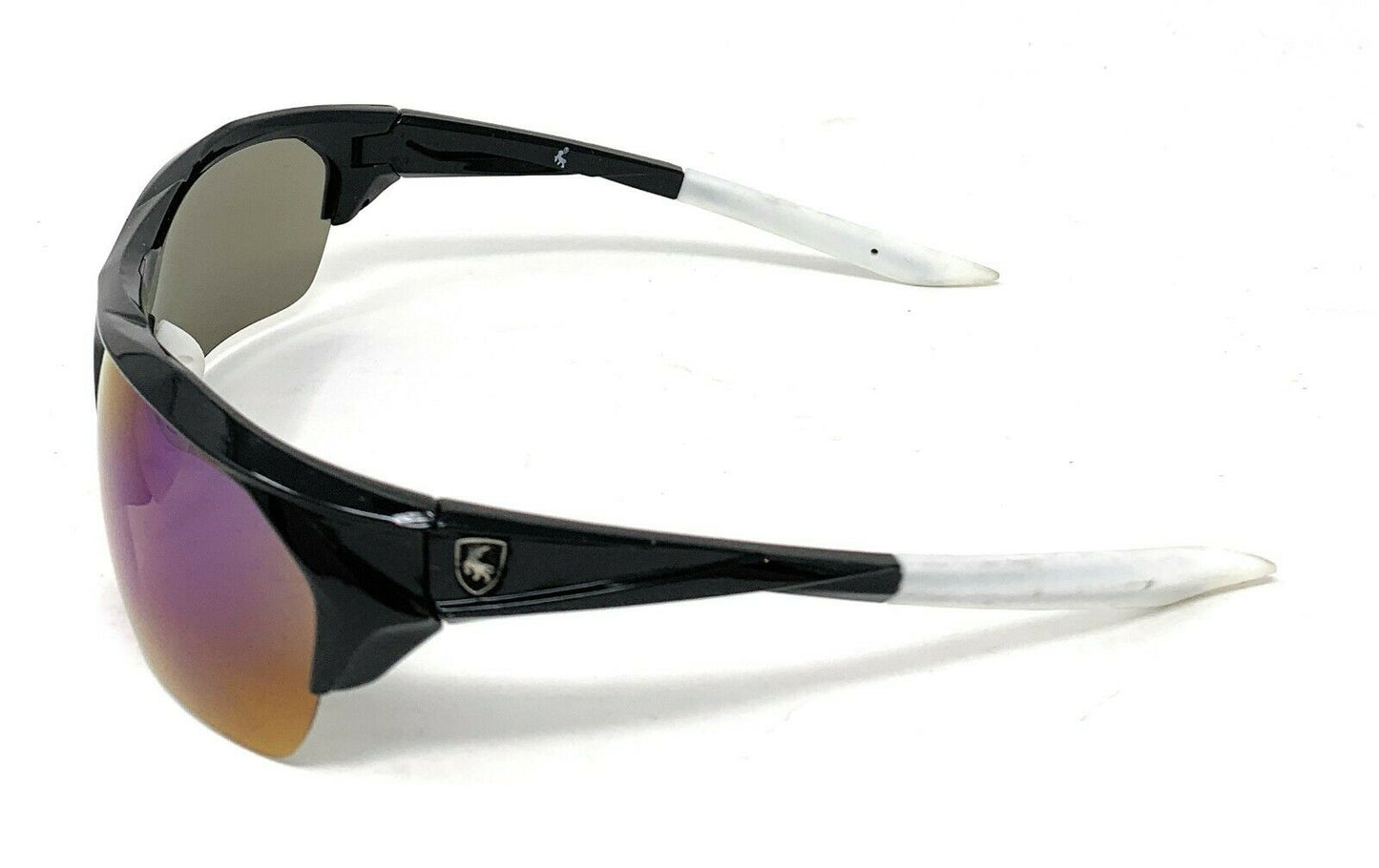 Polarized Half Frame Sunglasses Sports Warrior Style Driving Motorcycle Fishing-Black / Blue White (frame)-