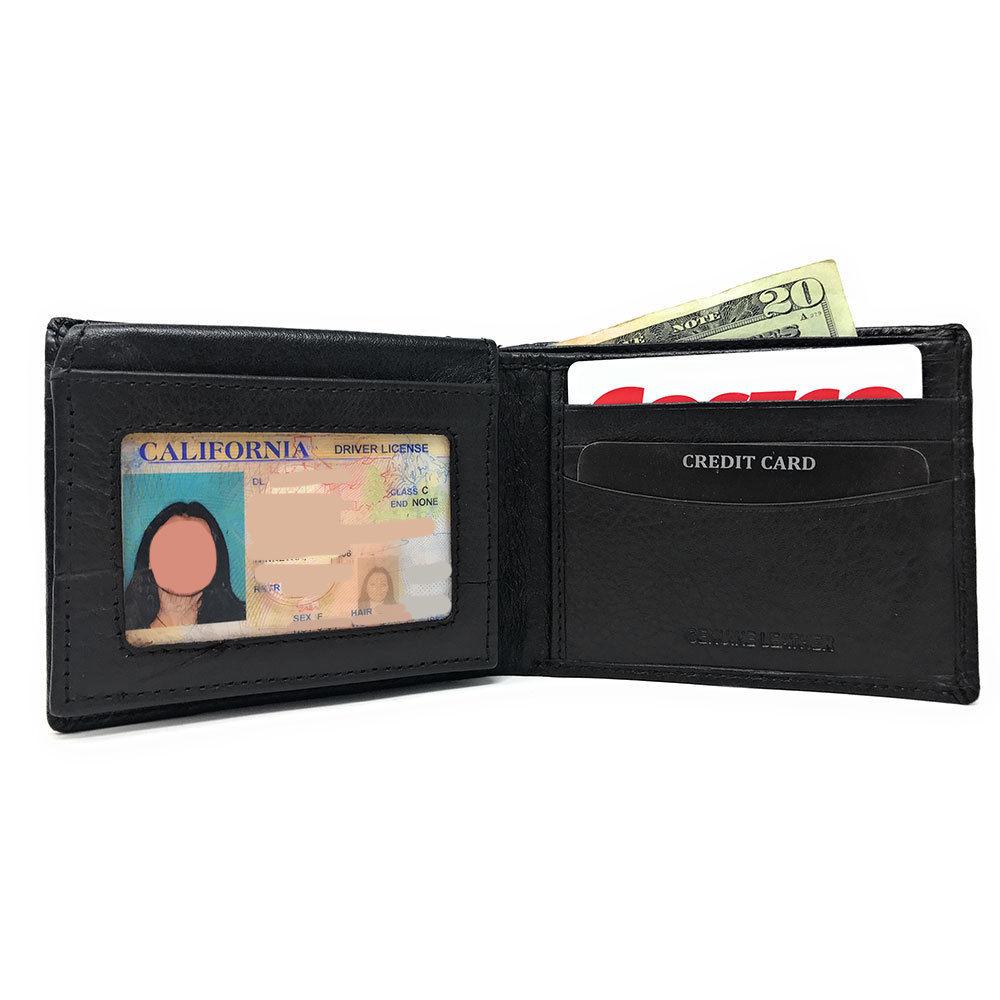 Belano RFID Blocking Real Leather Bifold Wallets for Cards ID with Box Men Women-Black - White Styled Trim-