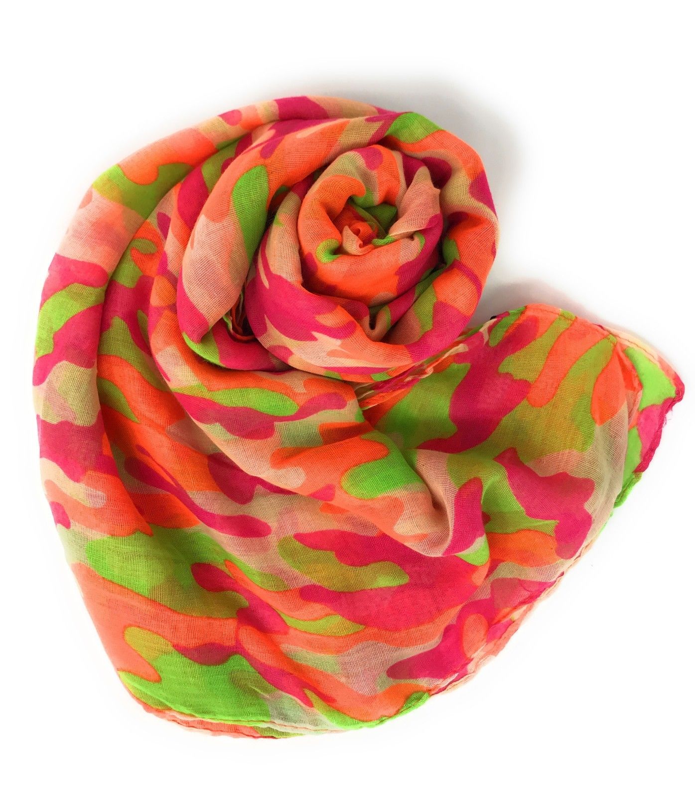Casaba Camouflage Camo Print Womens Scarves Scarf Shawl Lightweight Sheer Wrap-Pink-