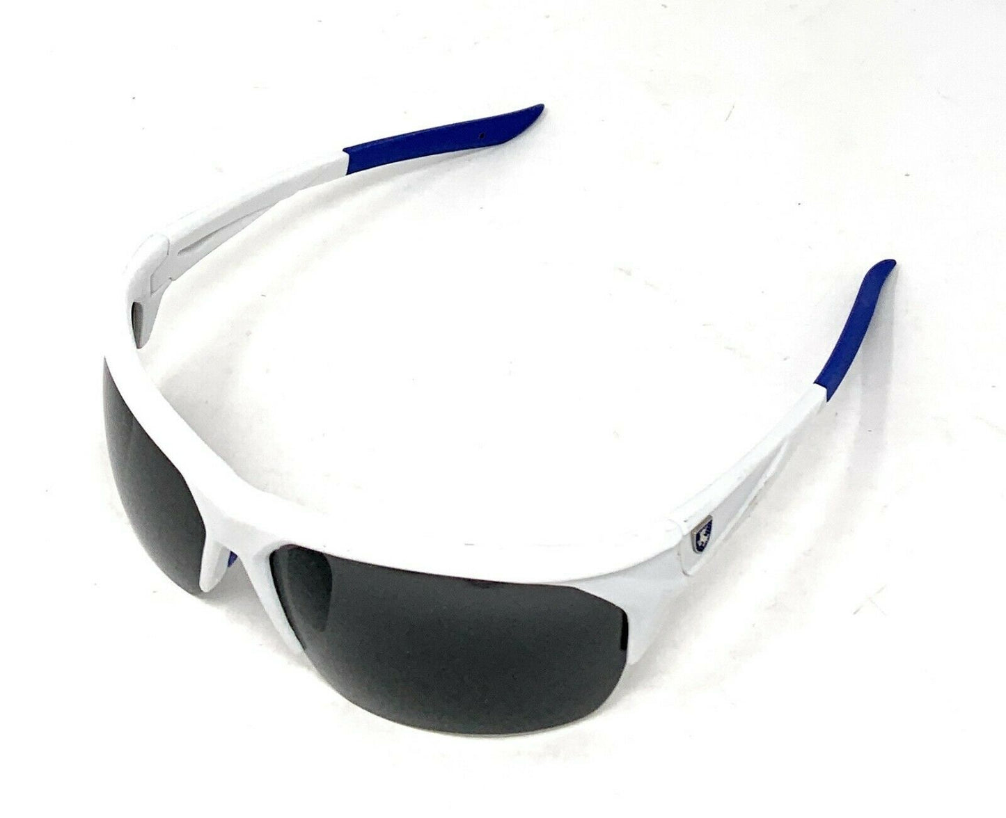 Polarized Half Frame Sunglasses Sports Warrior Style Driving Motorcycle Fishing-Black / Blue White (frame)-