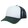 Decky Solid Two Tone 5 Panel Kids Foam Trucker Hats Caps Unisex-Dark Green/White-