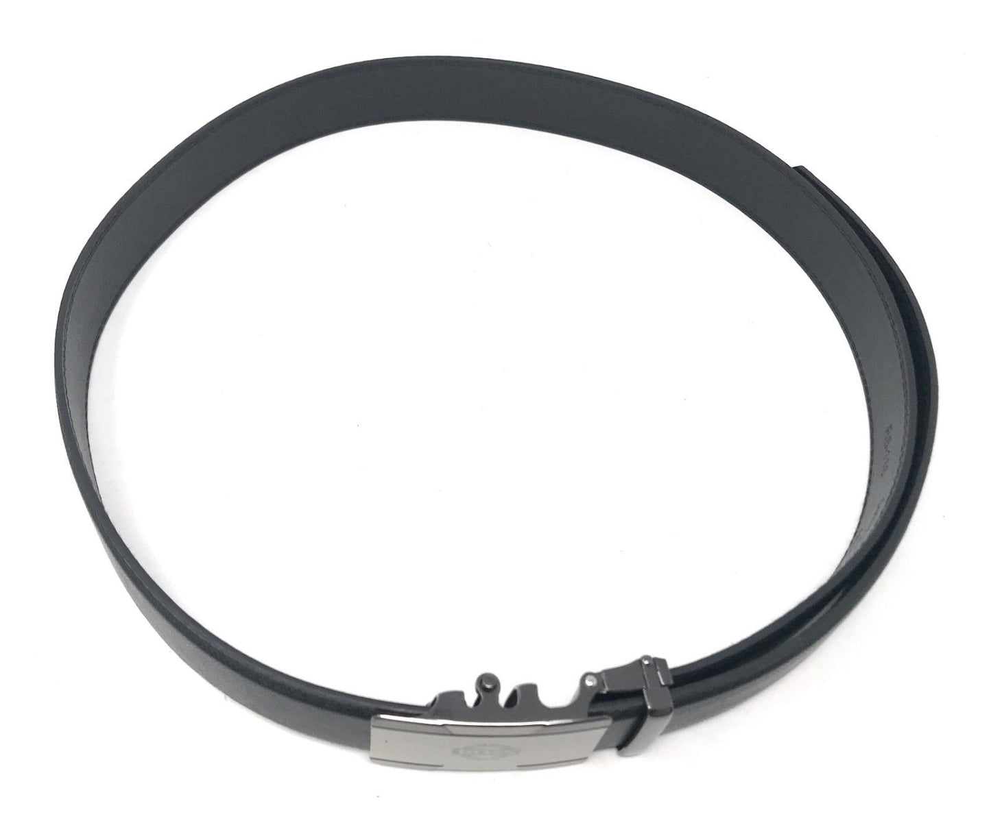 Leather Mens Ratchet Belt Sliding Adjustable Automatic Buckle Cut to Size-Black Diamond-