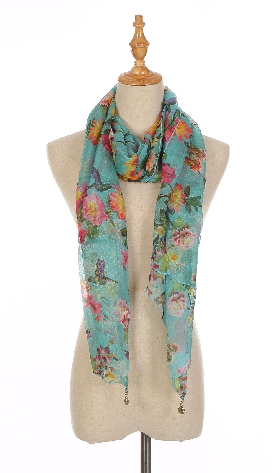 Casaba Womens Floral Birds Sheer Scarves Scarf Convertible Poncho Top Light Wrap-Purple-