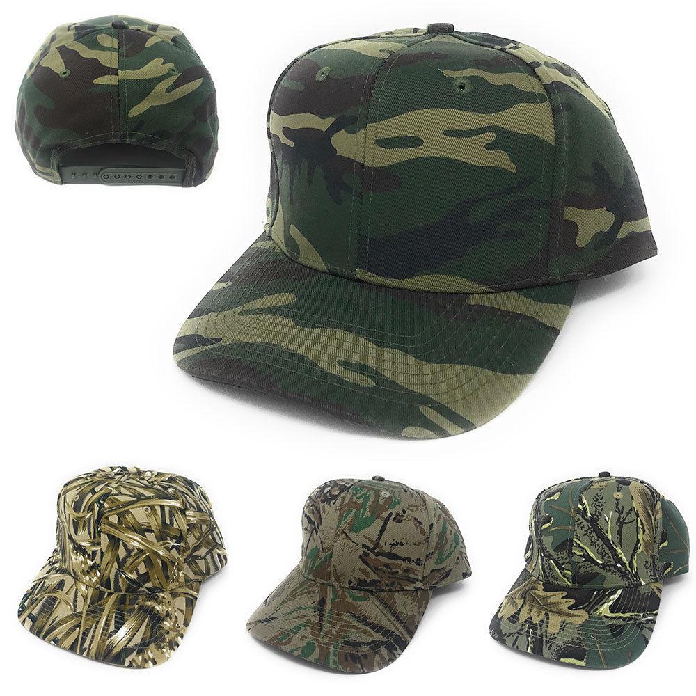 Cotton Twill Camo Camouflage 6 Panel Hunting Fishing Baseball Snapback Hats Caps-Green Tree Camo-