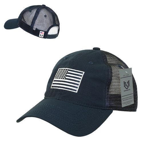 Rapid Dominance USA American Flag Text Ripstop 6 Panel Trucker Dad Caps Hats-USA-NAVY-