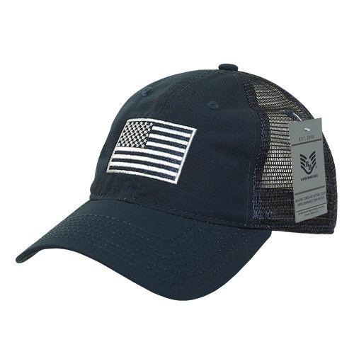 Rapid Dominance USA American Flag Text Ripstop 6 Panel Trucker Dad Caps Hats-USA-NAVY-