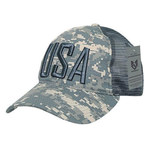 Rapid Dominance USA American Flag Text Ripstop 6 Panel Trucker Dad Caps Hats-USA-NAVY-