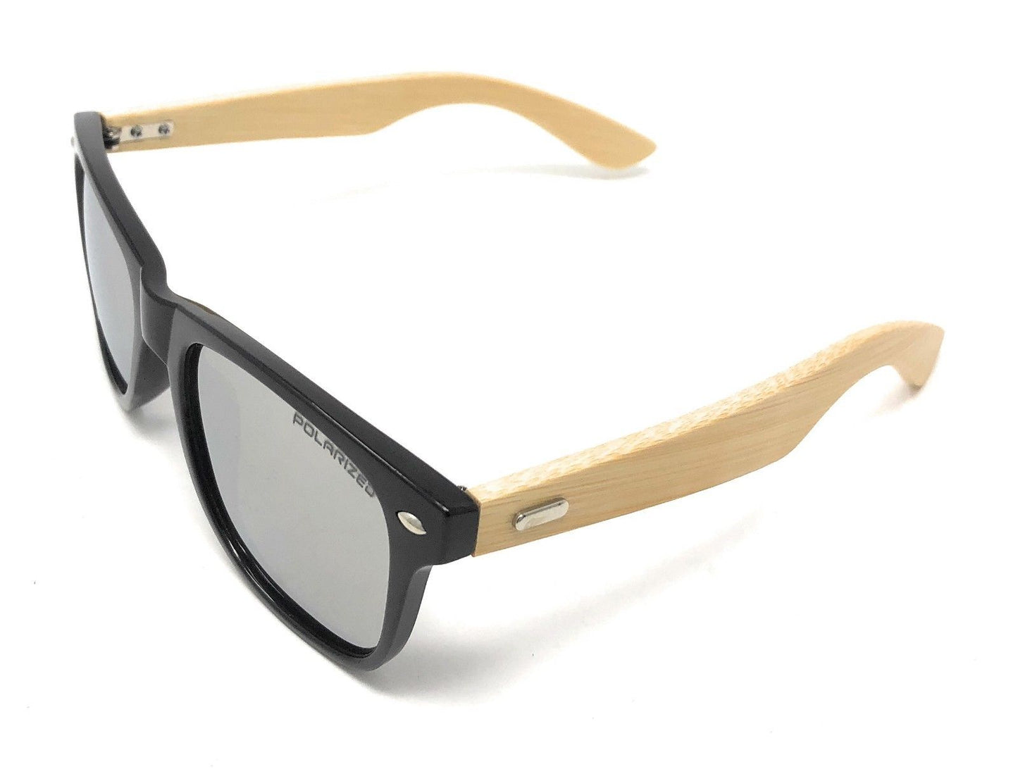Polarized Sunglasses Classic Way Bamboo Mirror Mens Womens Teens-Black (lens) Black (frame)-
