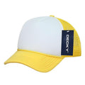 Decky Solid Two Tone 5 Panel Kids Foam Trucker Hats Caps Unisex-Yellow/White-