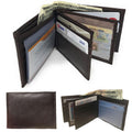 Casaba Genuine Leather Bifold Wallets Cash Slots ID Coin Key Pocket Mens Womens-Brown-