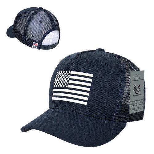 Rapid Dominance USA American Rubber Flag Acrylic 5 Panel Trucker Dad Caps Hats-USA-NAVY-
