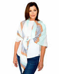 Casaba Womens Warm Winter Scarves Scarf Wraps Shawls Blankets Triangle Plaid-Sky-White-Multi Stripes-
