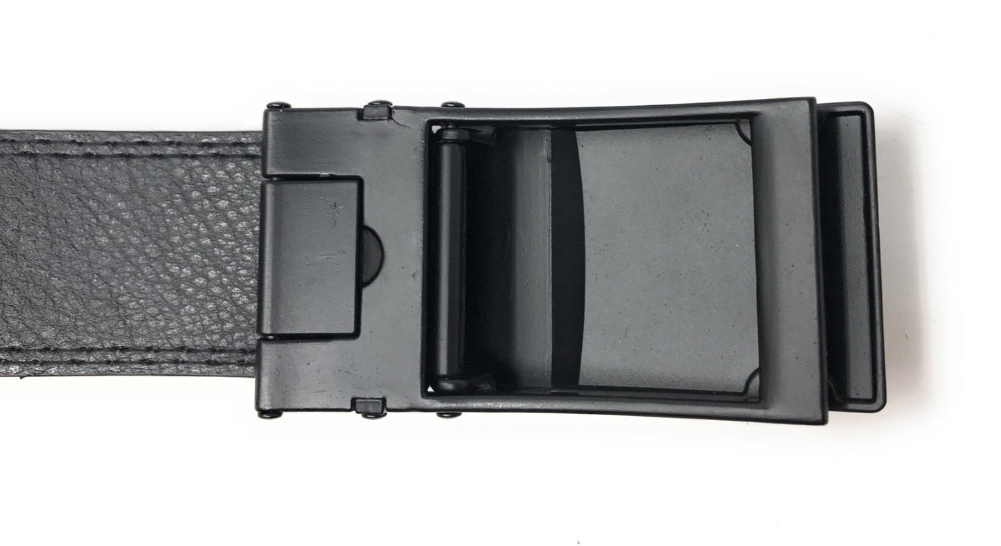 Leather Mens Ratchet Belt Sliding Adjustable Automatic Buckle Cut to Size-Black Diamond-