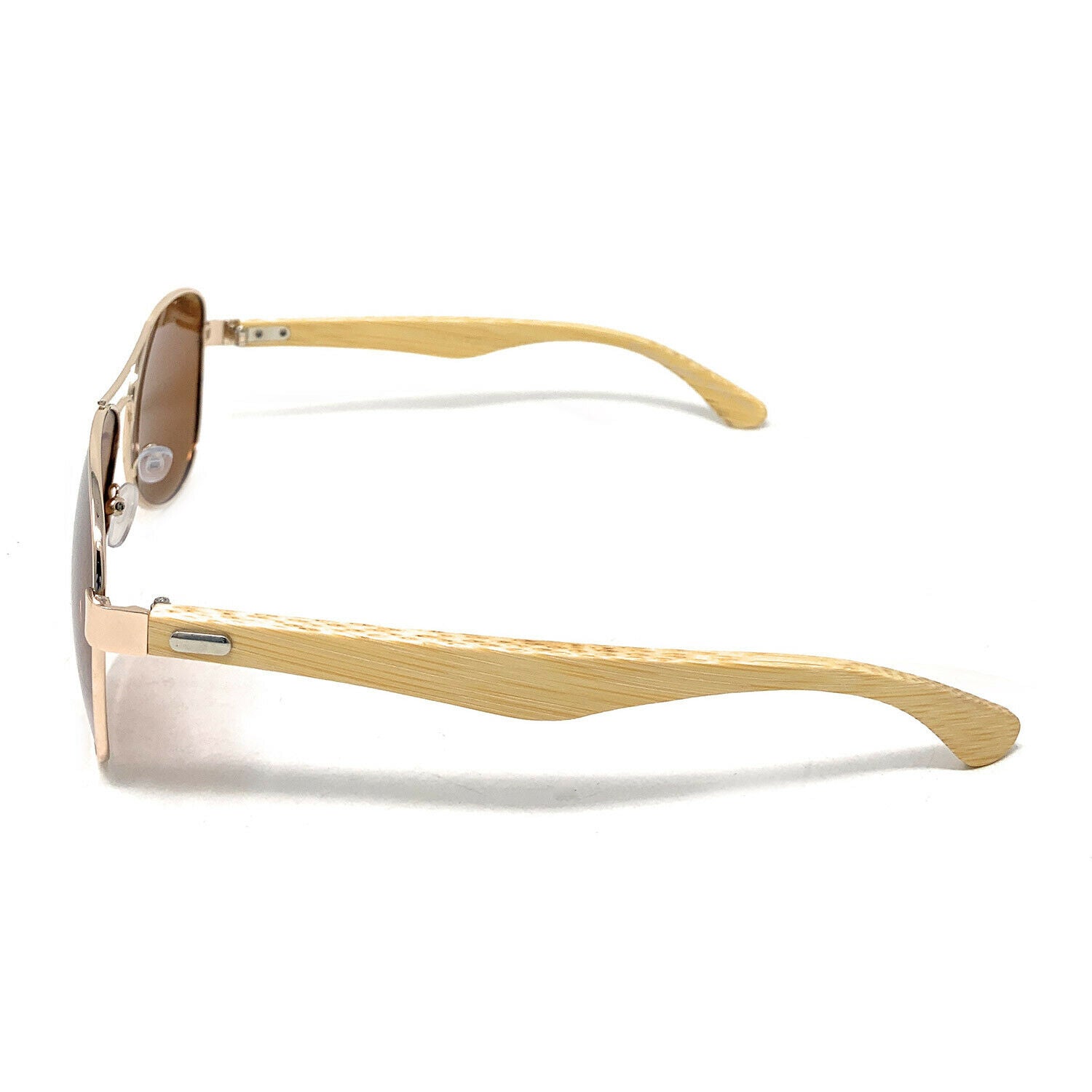Aviator Bamboo Polarized Sunglasses Mirror Lens Driving Mens Womens With Pouch-Blue Mirror/Bamboo-