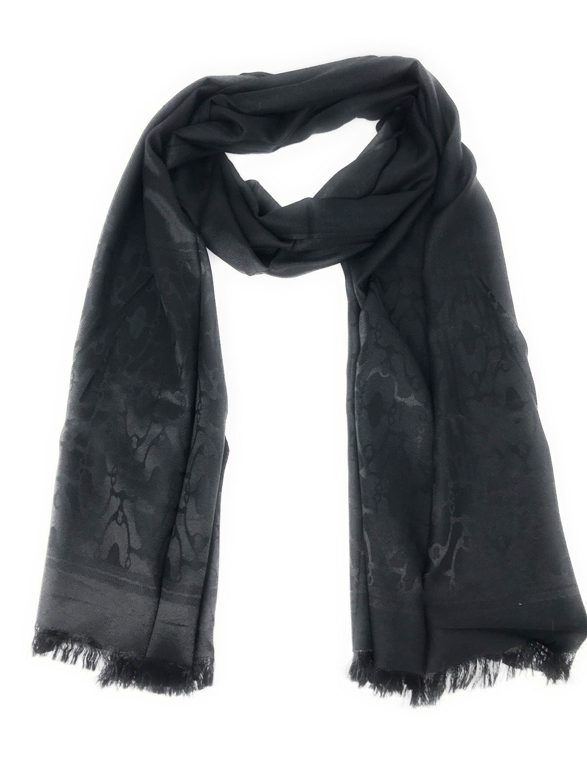 Casaba Womens Royal Elegant Formal Silk Feel Scarves Scarf Shawl Light Wrap-Black-