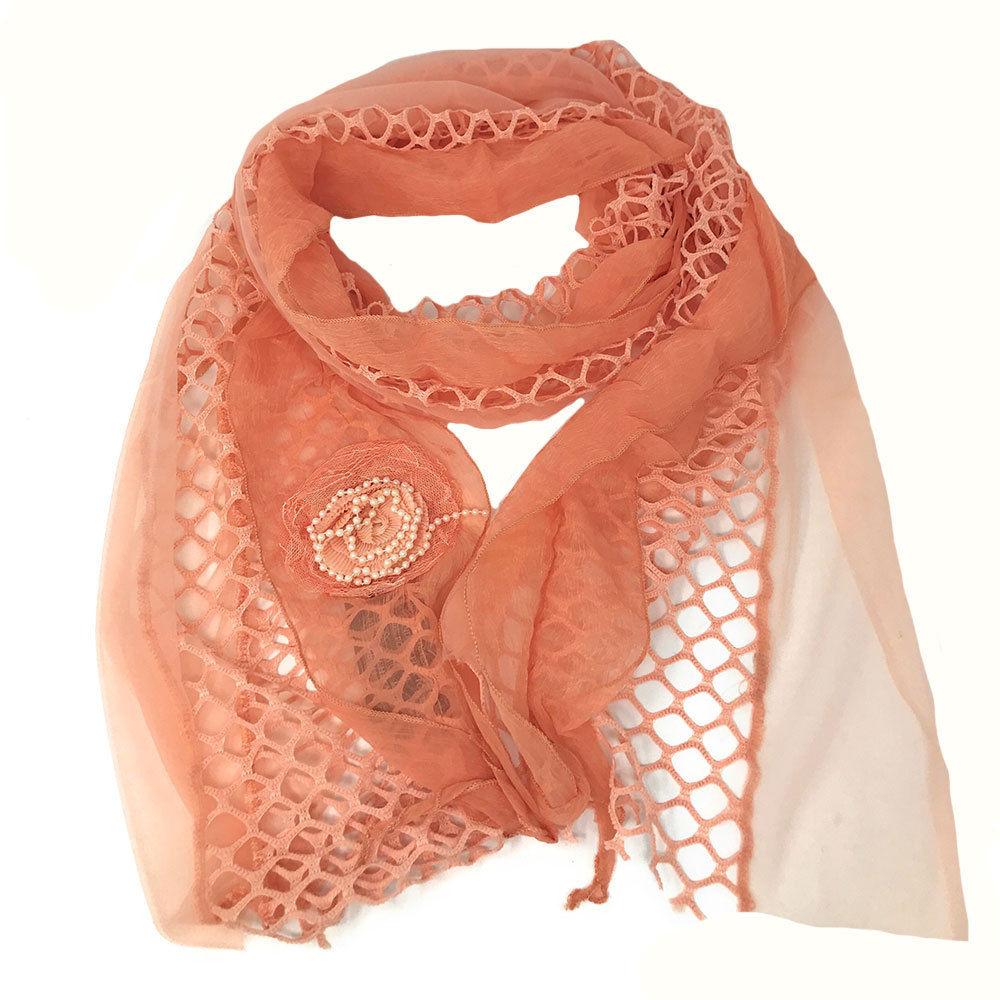 Casaba Womens Elegant Lace Scarves Scarf Shawl Floral Church Sunday Sheer Wrap-Black-