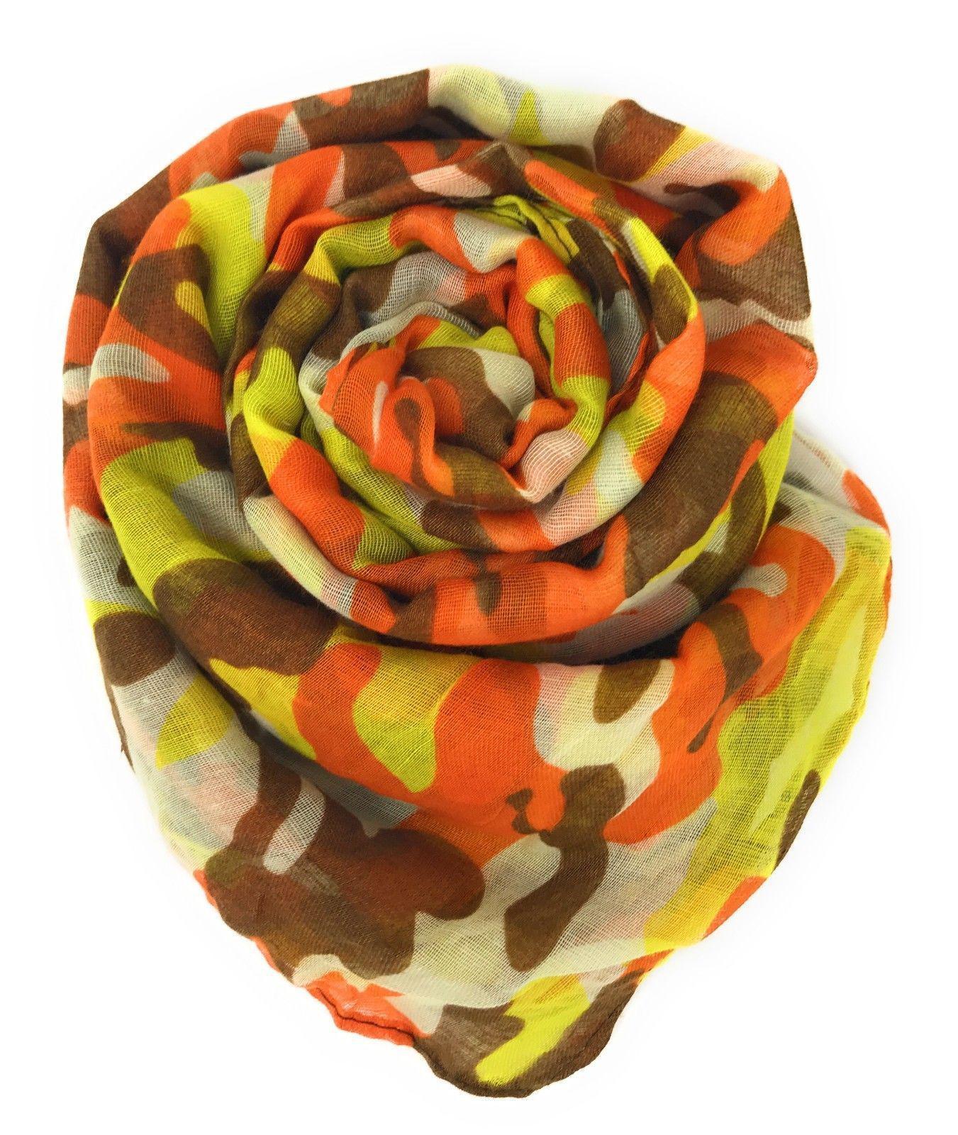 Casaba Camouflage Camo Print Womens Scarves Scarf Shawl Lightweight Sheer Wrap-Pink-