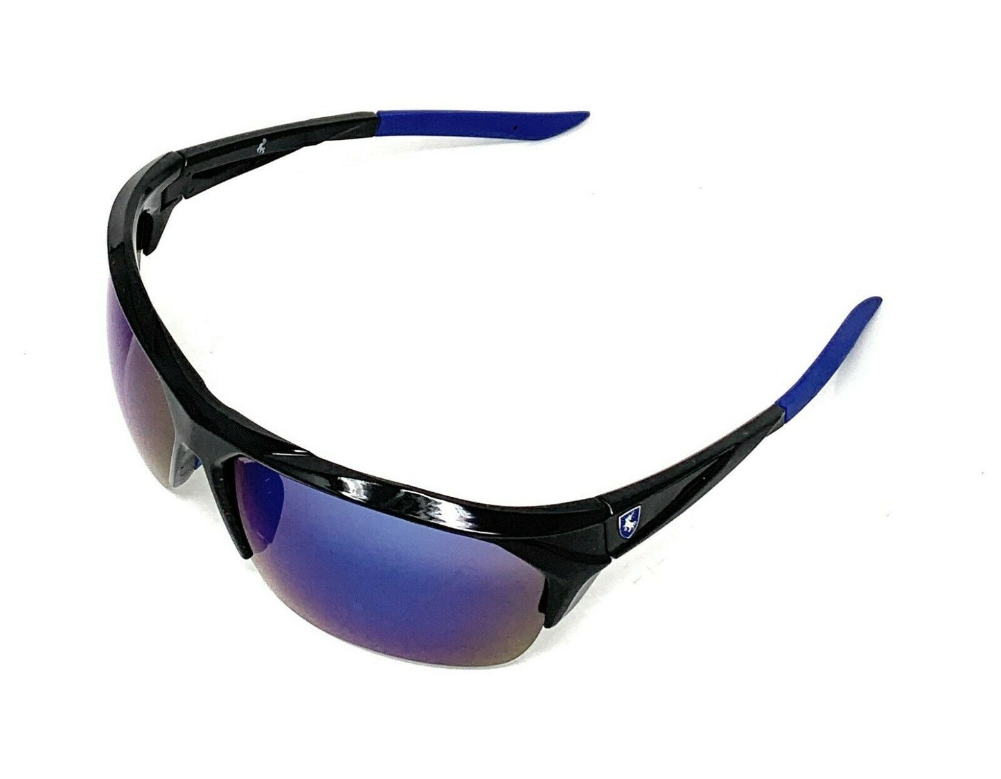 Polarized Half Frame Sunglasses Sports Warrior Style Driving Motorcycle Fishing-Black / Blue White (frame)-