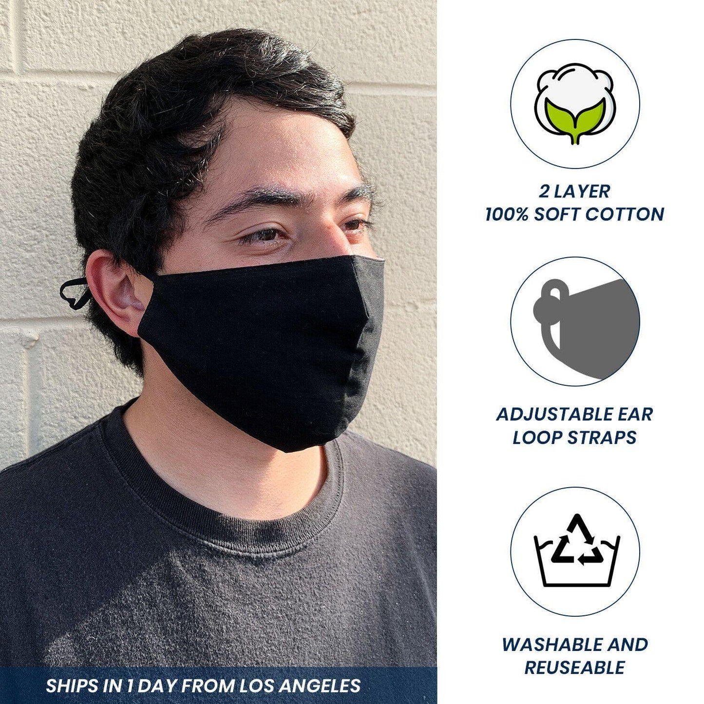 Custom Cotton Face Mask Cloth Masks Pack for Mouth Nose Washable Reusable Double Layer Adjustable Ear Unisex-1 Piece-