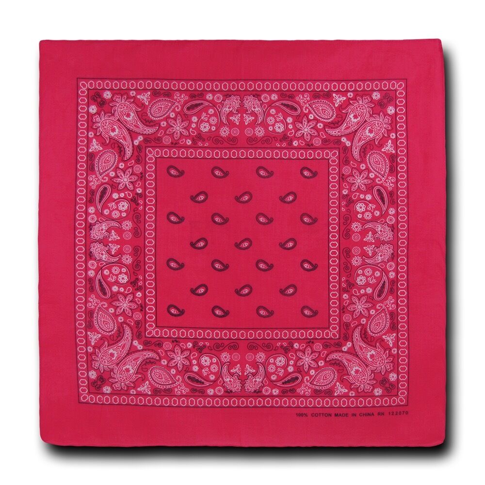 1 Dozen Pack Printed Bandanas 100% Cotton Cloth Scarf Wrap Face Mask Cover-Hot Pink-