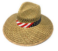 Stylish Straw Hats Caps Lifeguard Sombrero Postal Sun Beach Wide Brim Unisex-USA Flag-
