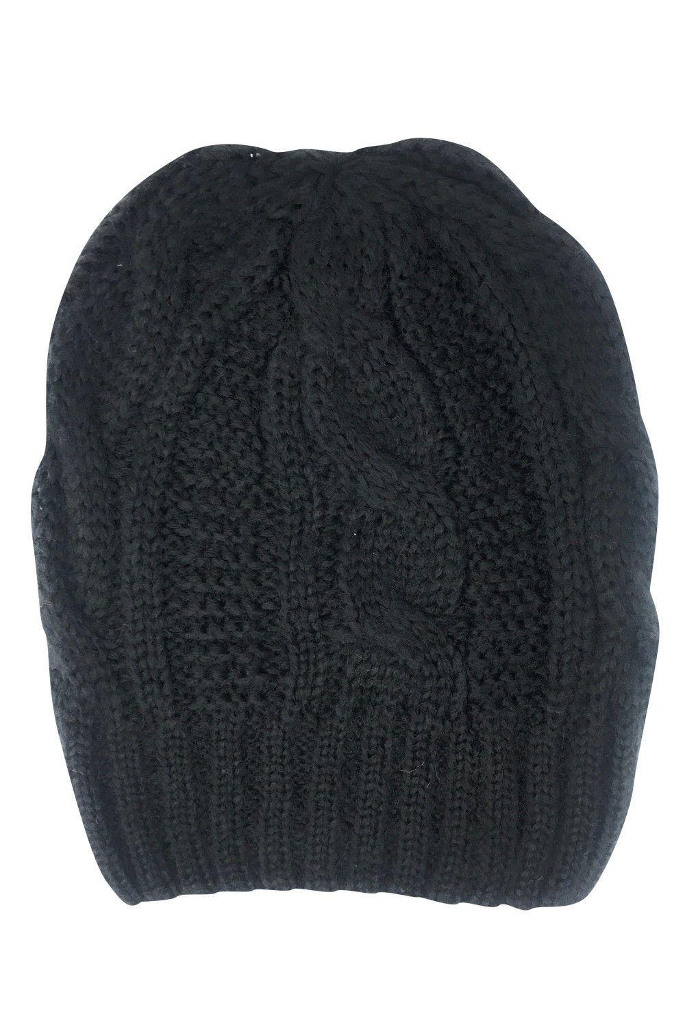 Casaba Warm Beanies Cable Knit Braided Slouch Long Hats Caps for Men Women-Black-