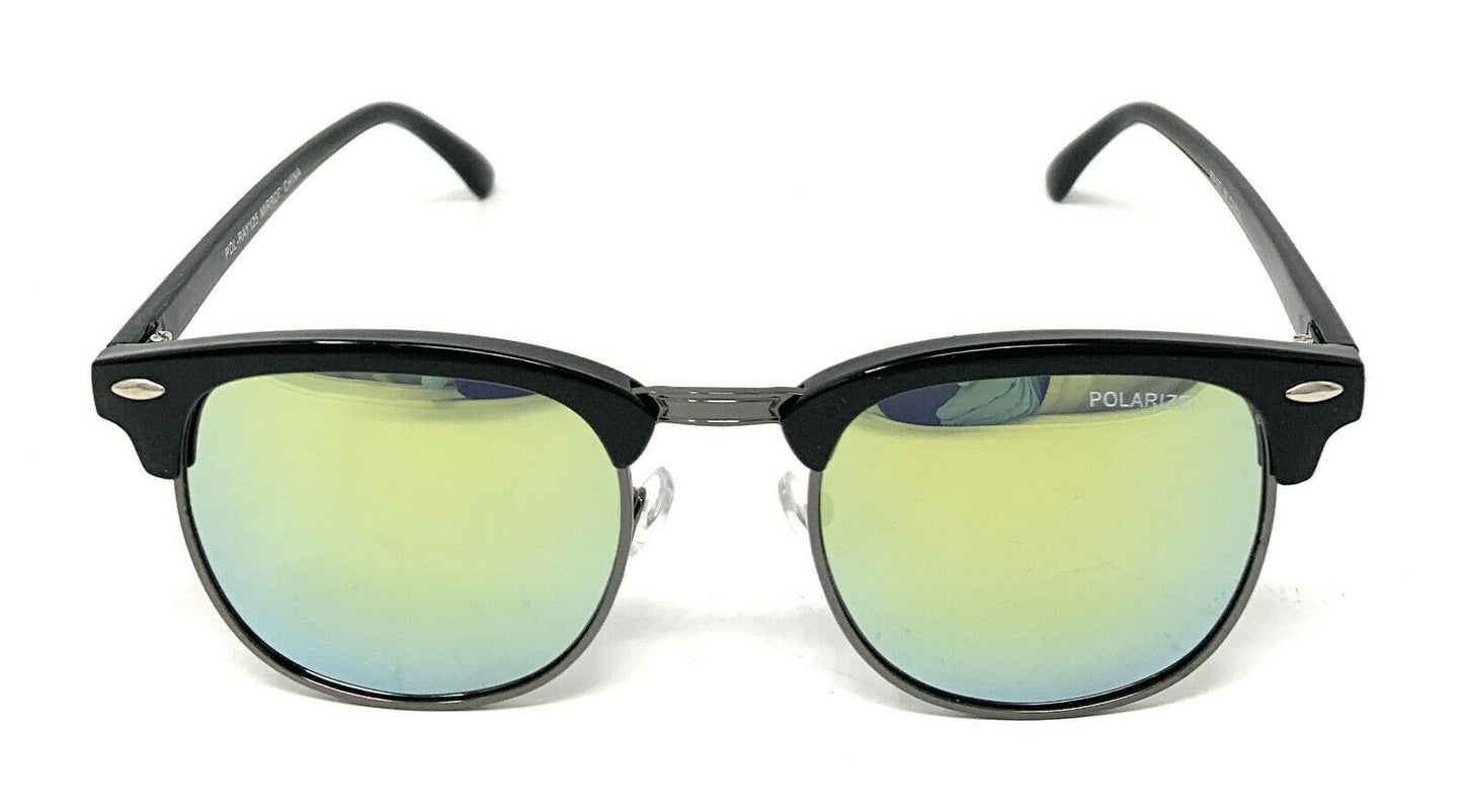 Club Style Polarized Sunglasses Mirror Lens Driving Mens Womens With Pouch-Green Mirror/Black-