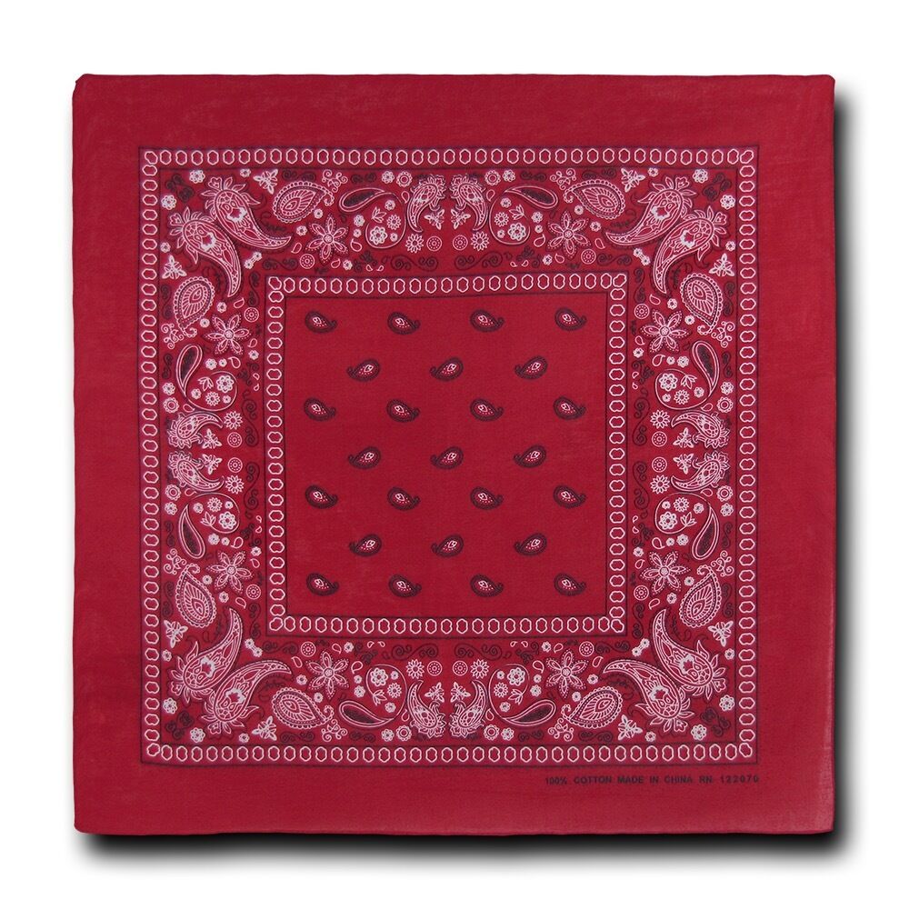 1 Dozen Pack Printed Bandanas 100% Cotton Cloth Scarf Wrap Face Mask Cover-Red-