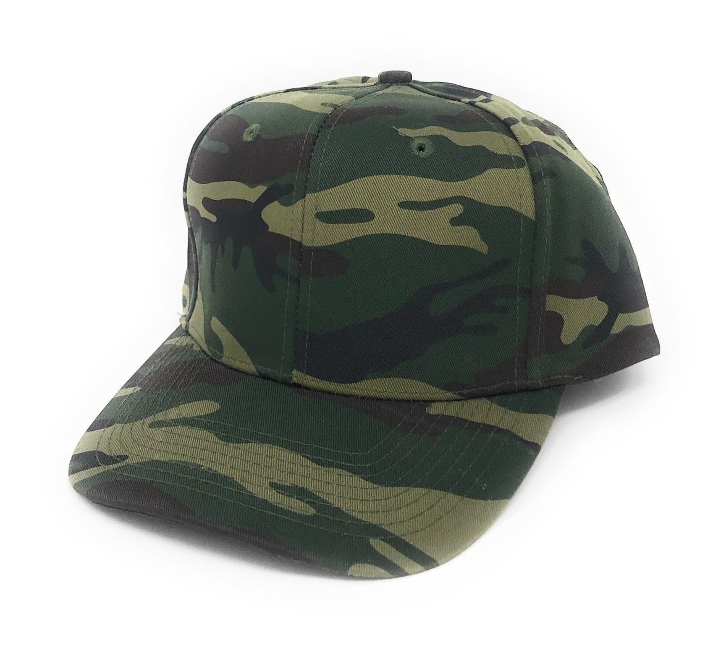 Cotton Twill Camo Camouflage 6 Panel Hunting Fishing Baseball Snapback Hats Caps-Green Tree Camo-