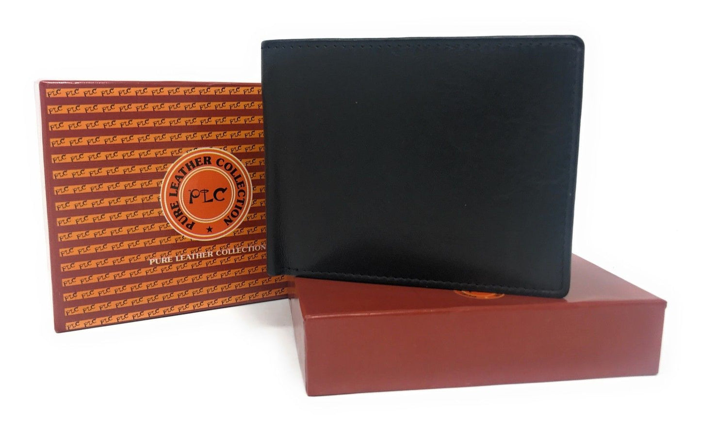 Casaba Genuine Leather Bifold Wallets Cash Slots ID Coin Key Pocket Mens Womens-Black (Double ID)-