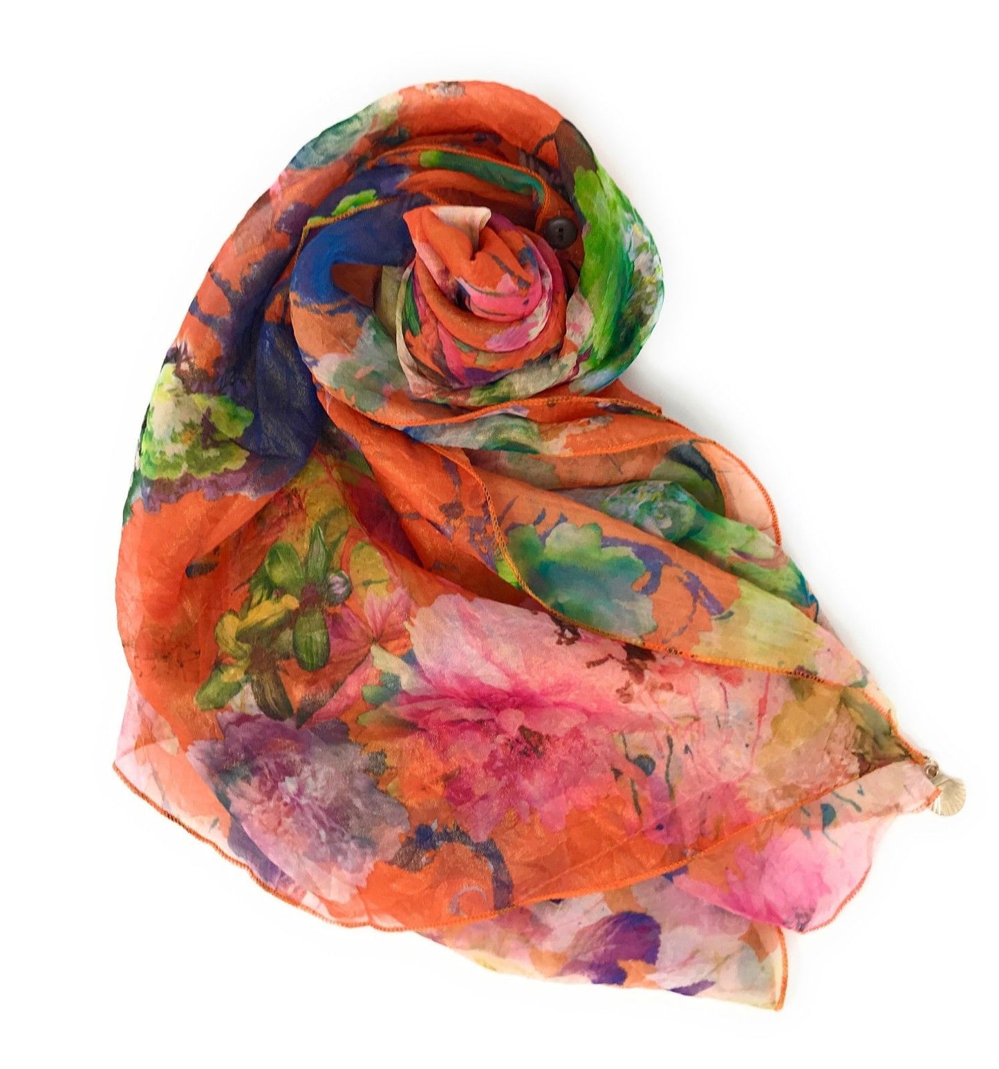 Casaba Womens Floral Birds Sheer Scarves Scarf Convertible Poncho Top Light Wrap-Purple-