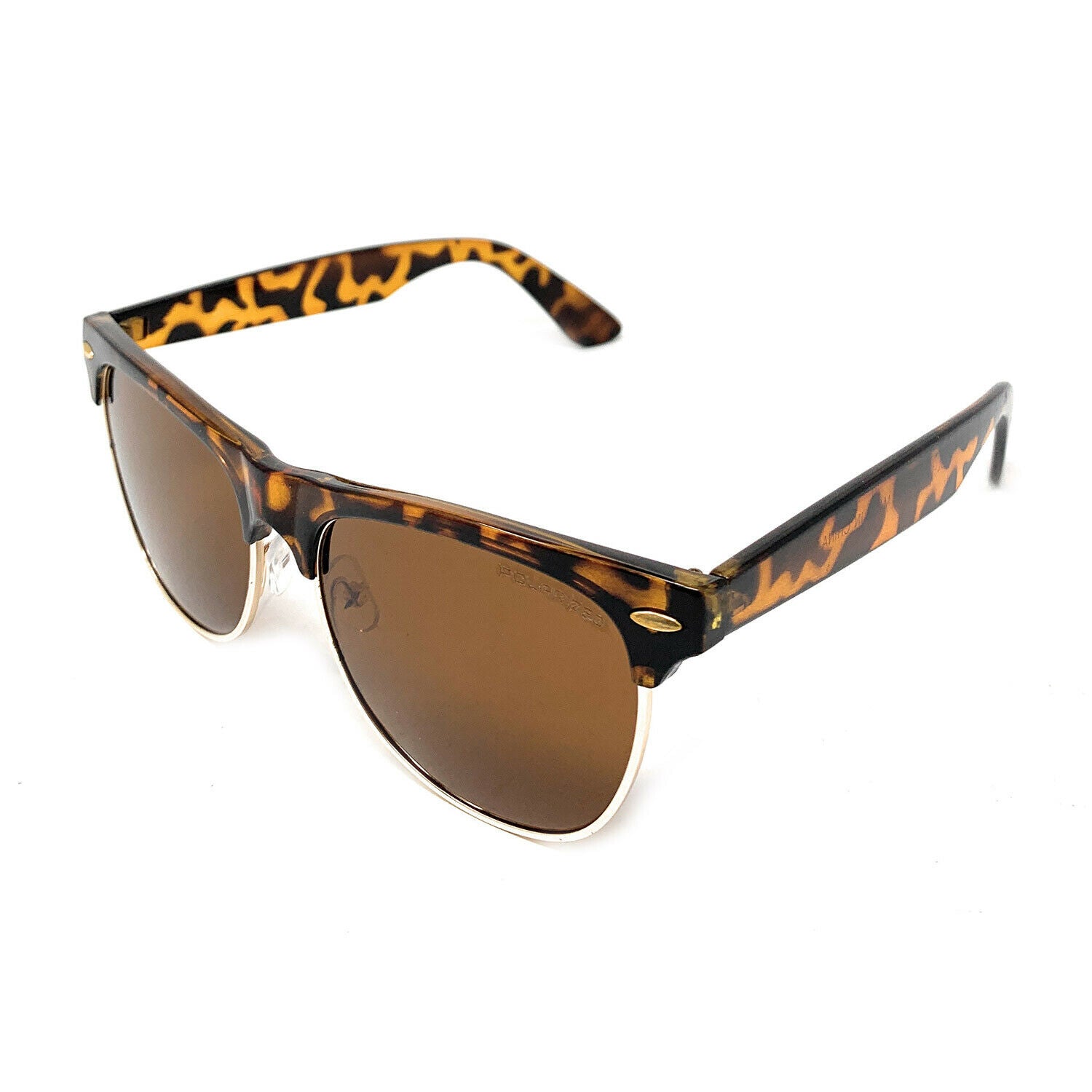 Polarized Sunglasses Club Style Mirror Lens Driving Mens Womens With Pouch-Gold Mirror/Black-