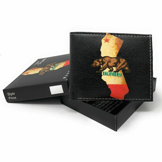 California Cali Bear Bifold Wallets In Gift Box Mens Womens Kids-State-