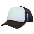 Decky Solid Two Tone 5 Panel Kids Foam Trucker Hats Caps Unisex-Brown/White-